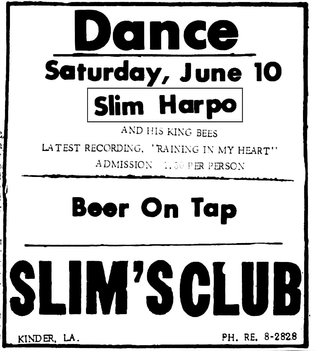 Slim's Club dance poster