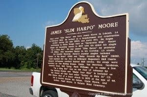 James Slim Harpo Moore historical road marker in Port Allen, Louisiana